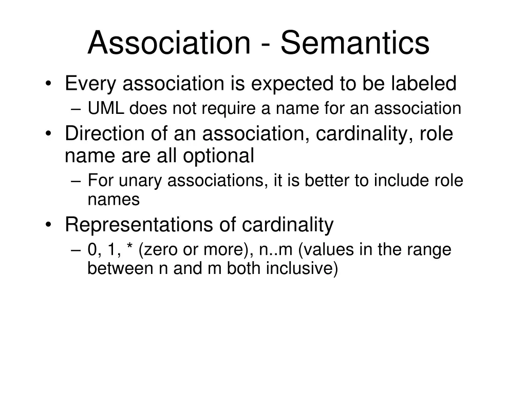 association semantics every association