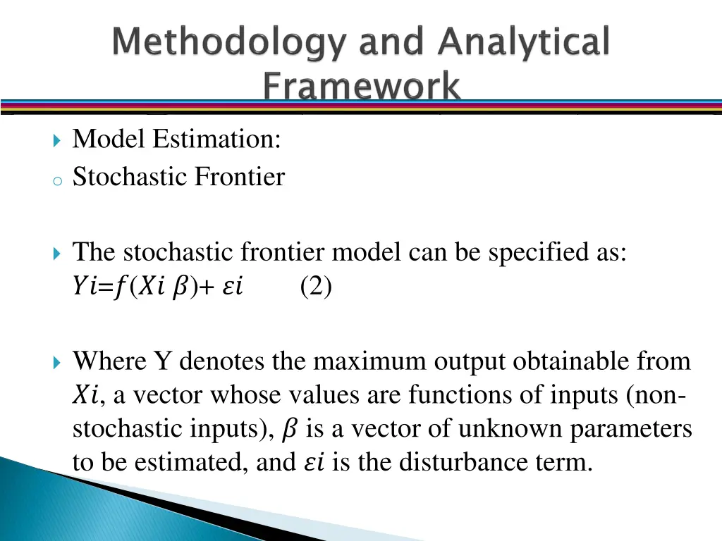 model estimation o stochastic frontier