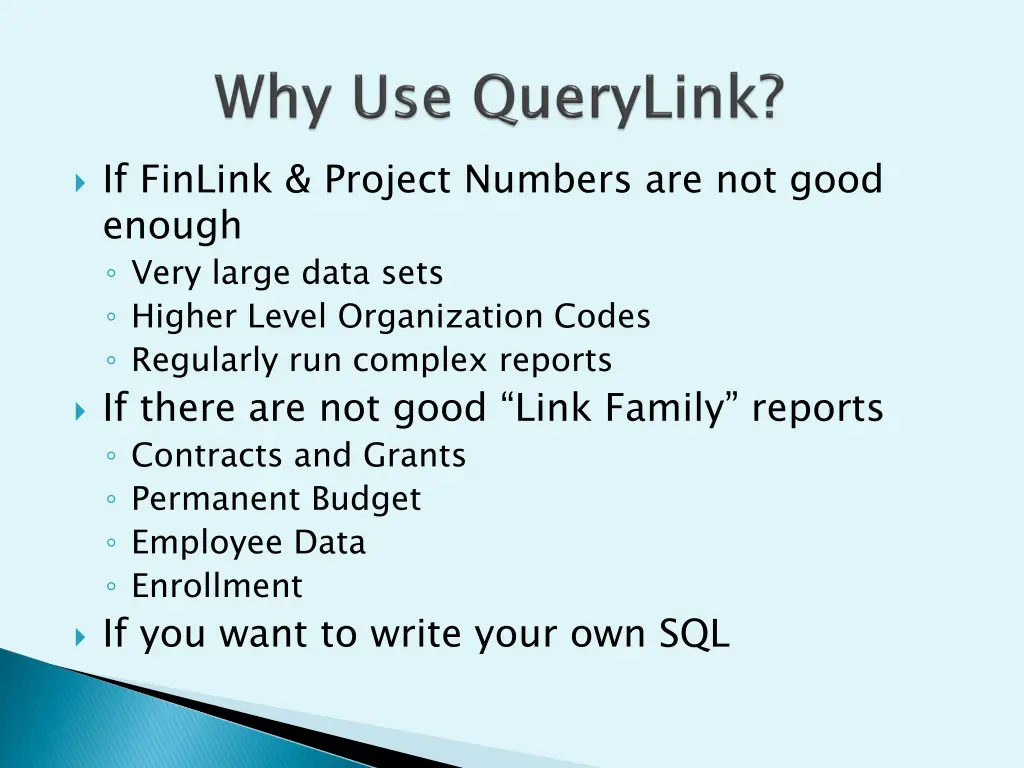 if finlink project numbers are not good enough