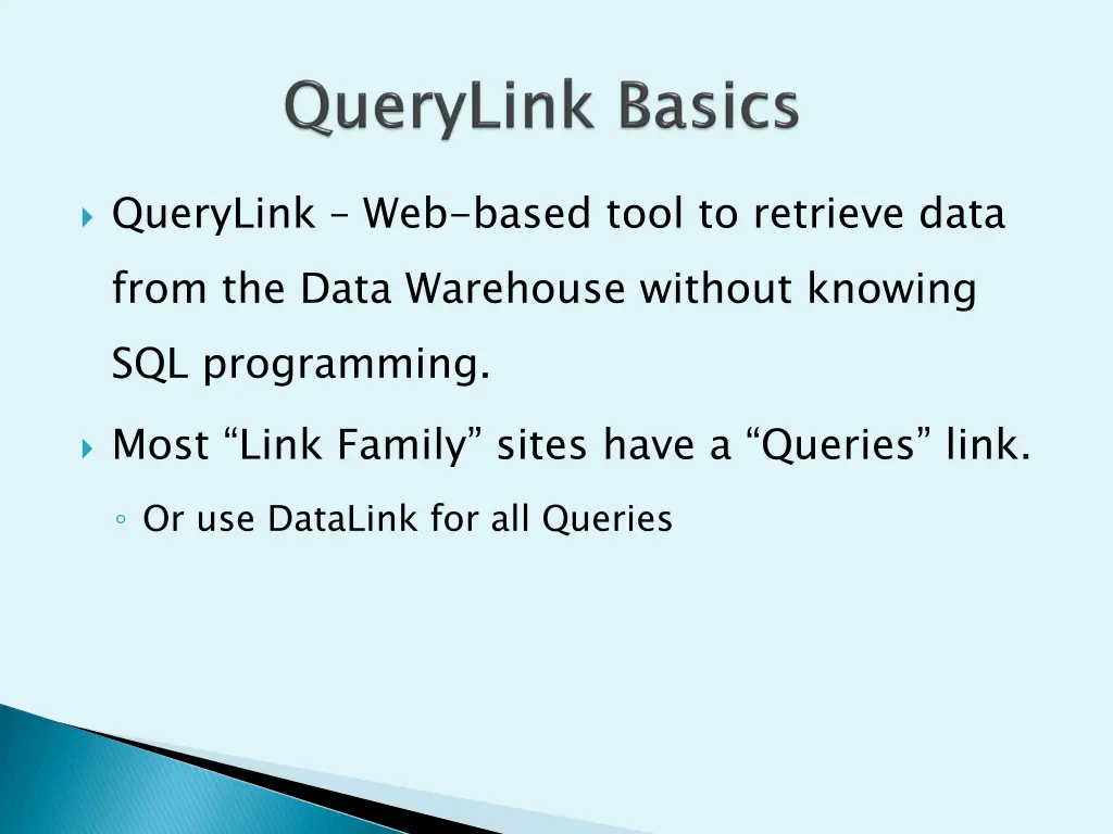querylink web based tool to retrieve data from