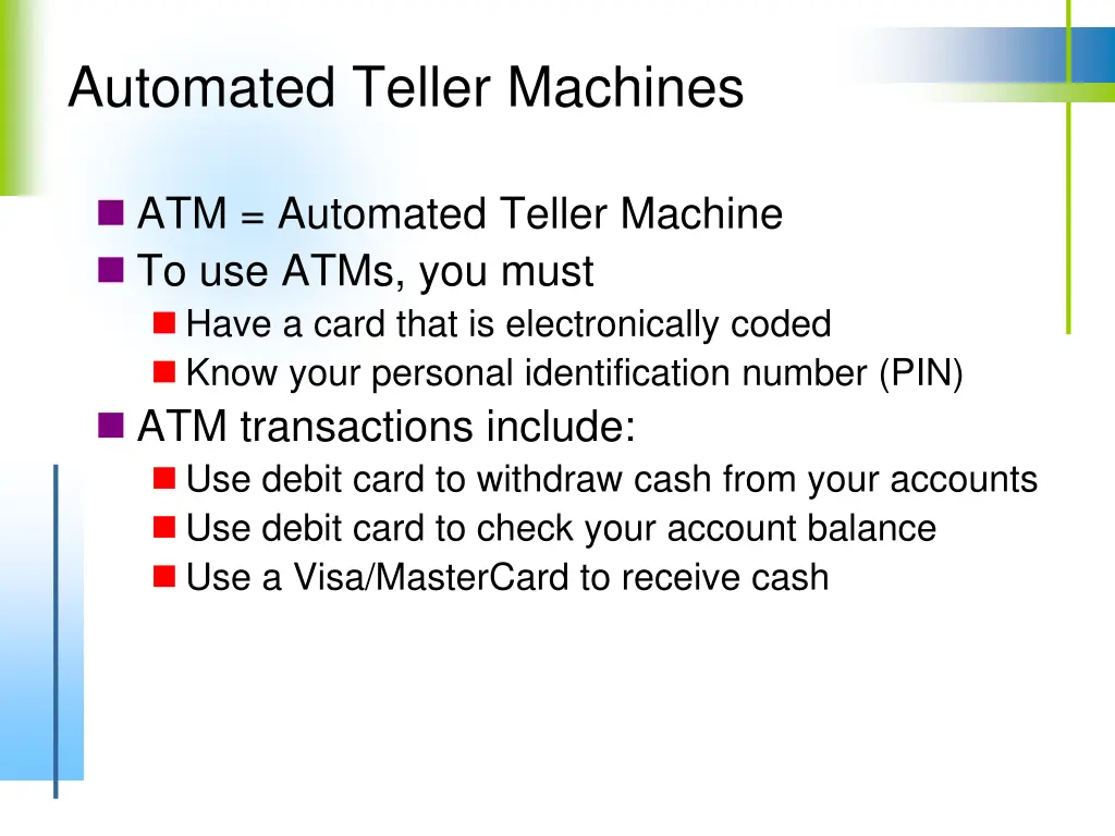 automated teller machines