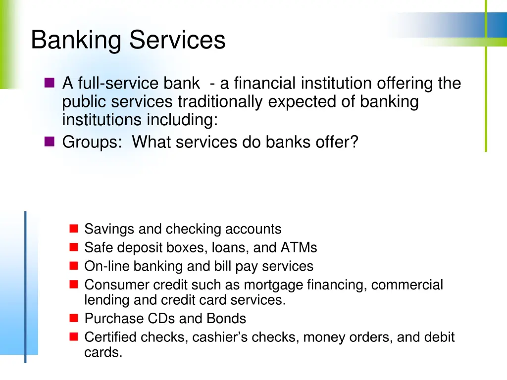 banking services