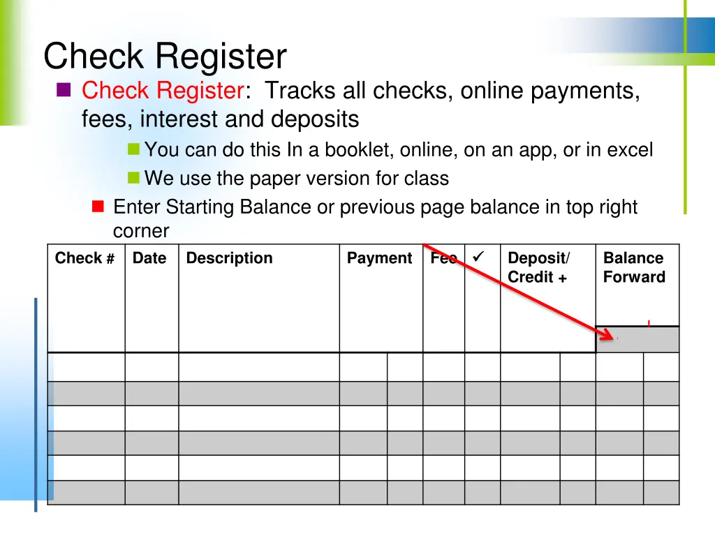 check register check register tracks all checks
