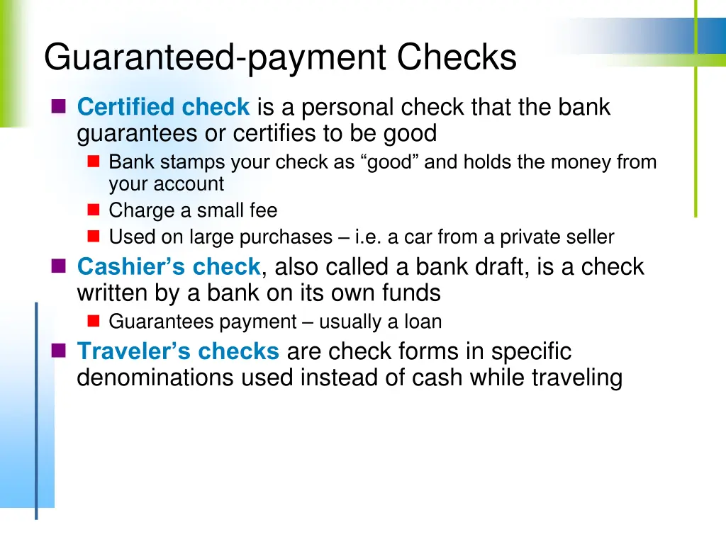 guaranteed payment checks