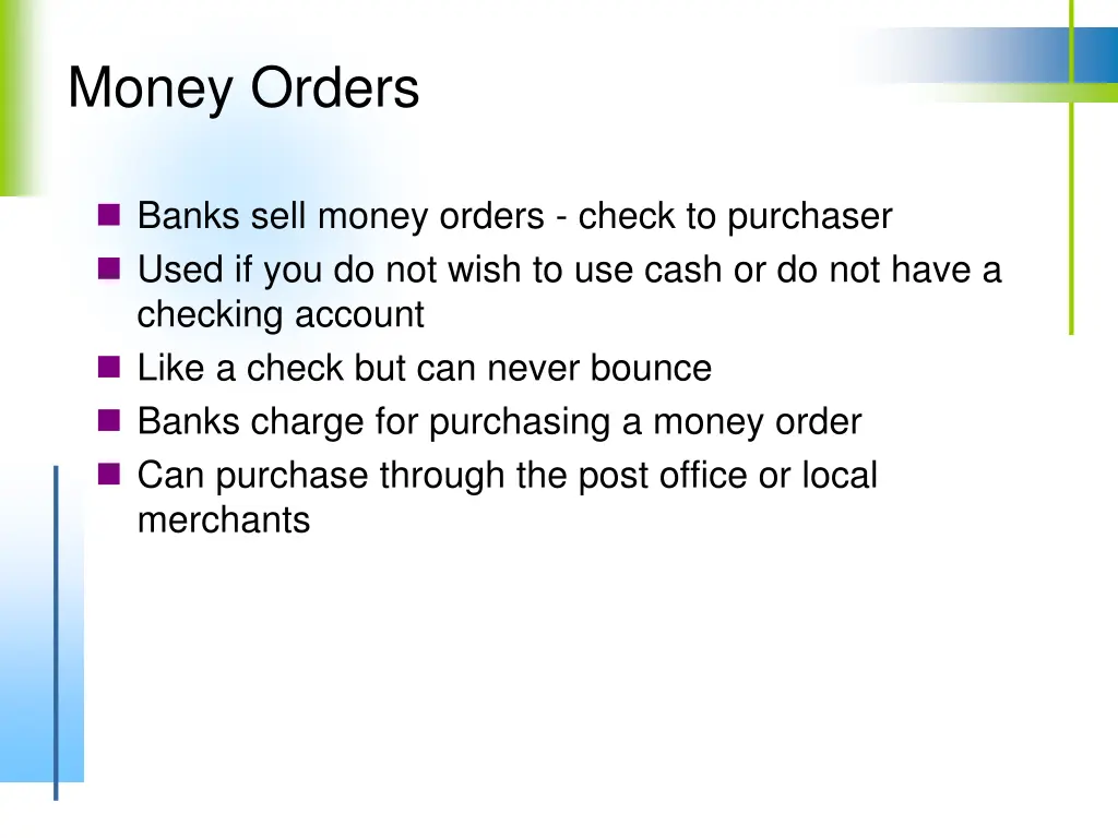 money orders