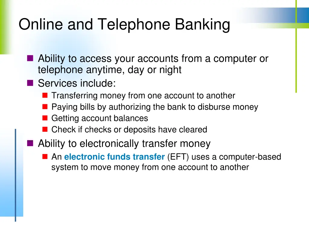 online and telephone banking