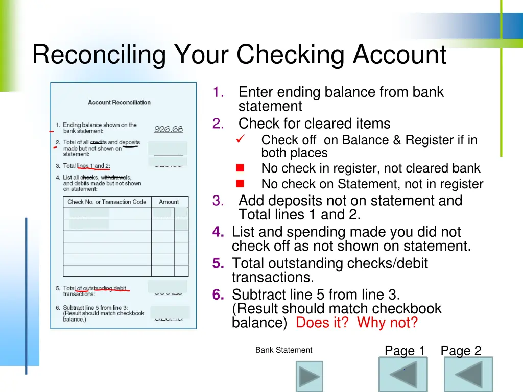 reconciling your checking account