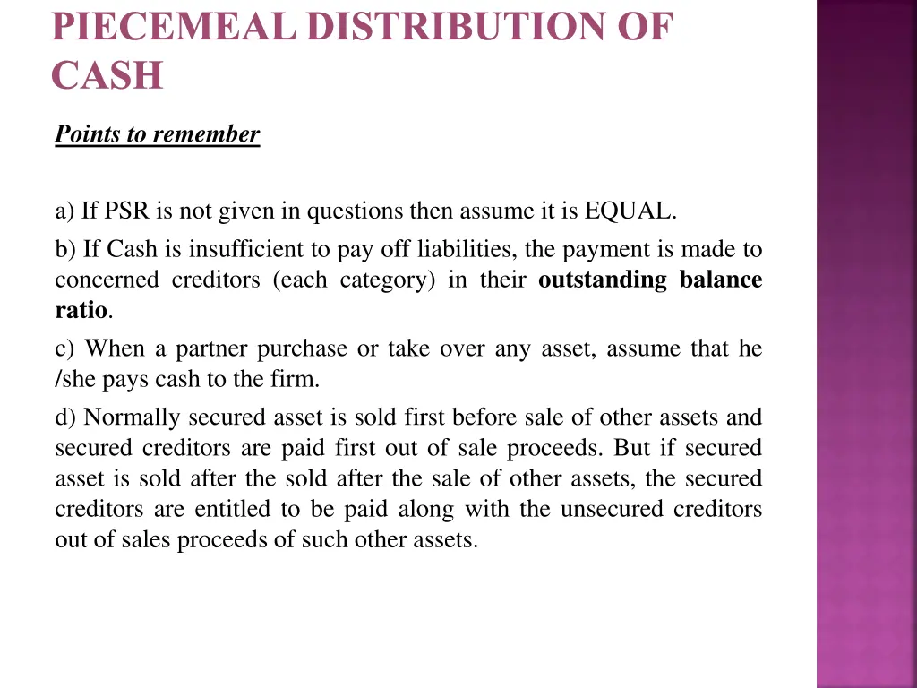 piecemeal distribution of cash 2
