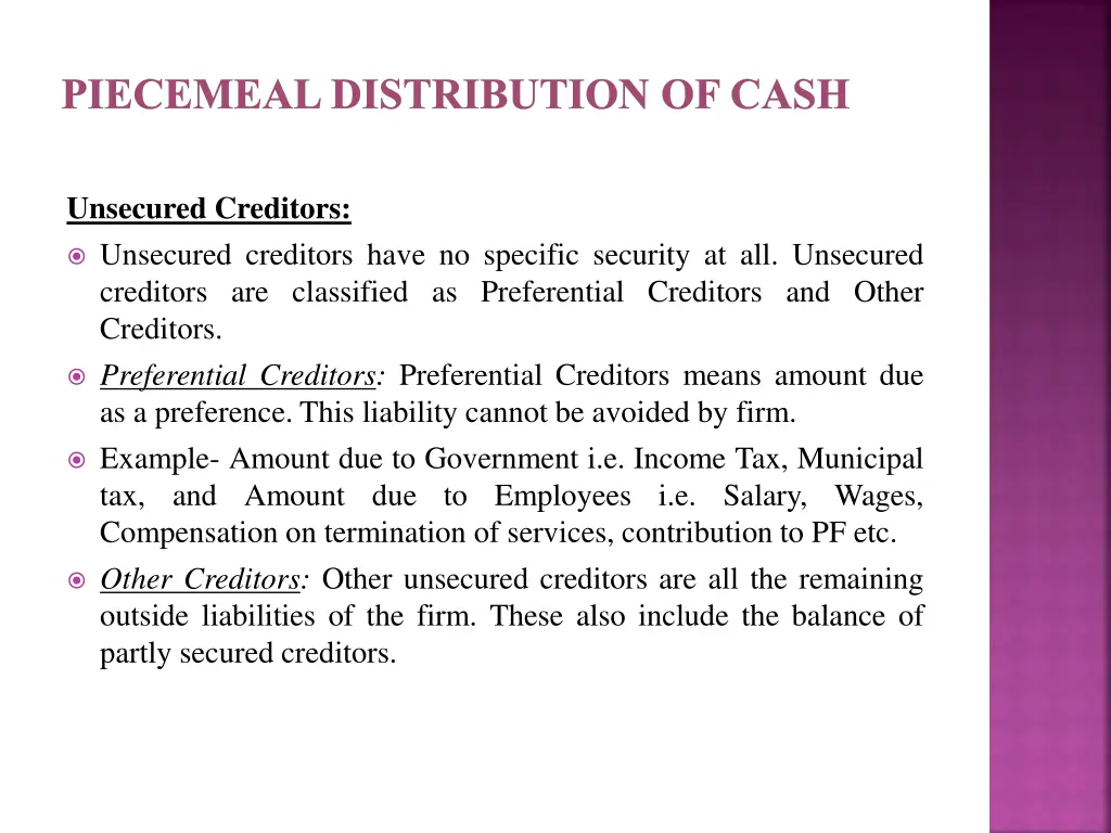 piecemeal distribution of cash 4