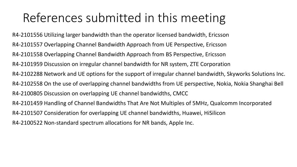 references submitted in this meeting