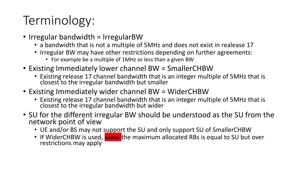 terminology irregular bandwidth irregularbw