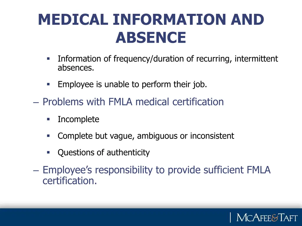 medical information and absence 1