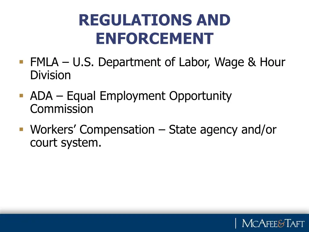 regulations and enforcement