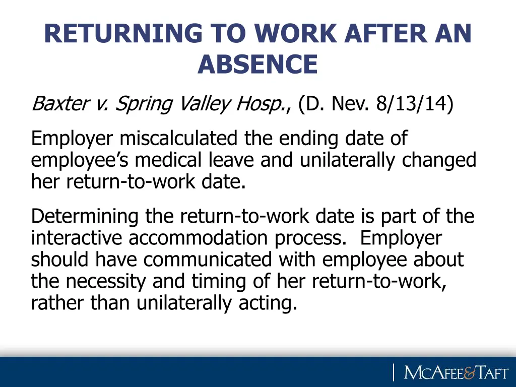 returning to work after an absence 1