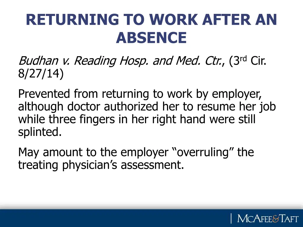 returning to work after an absence 2