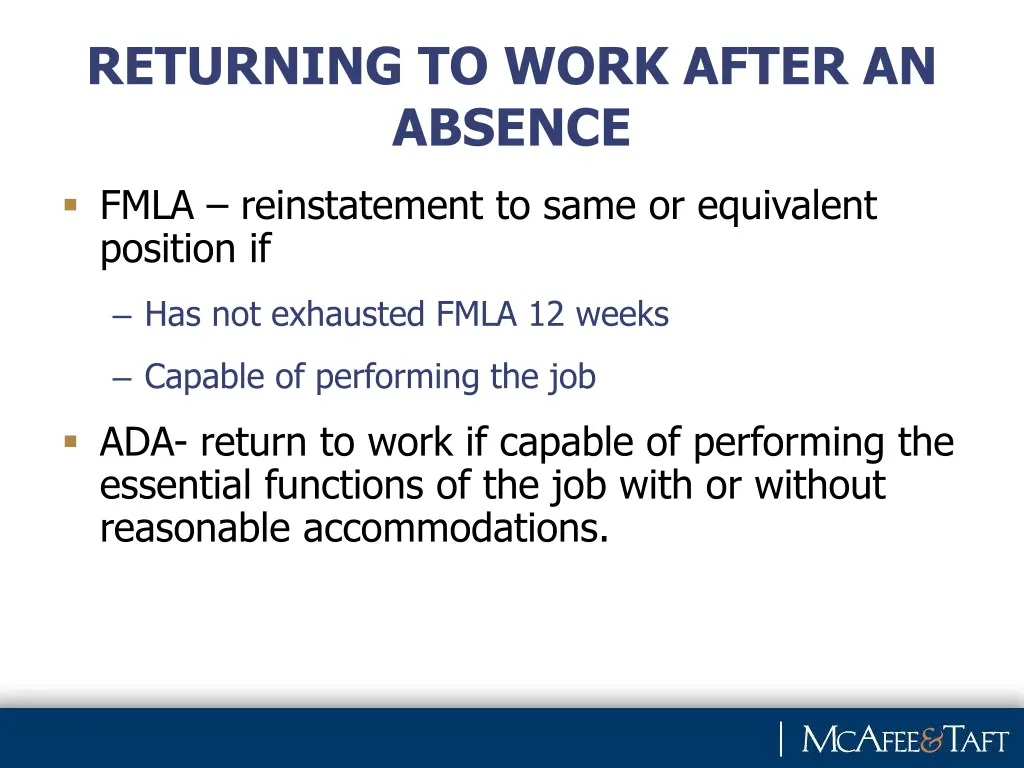 returning to work after an absence