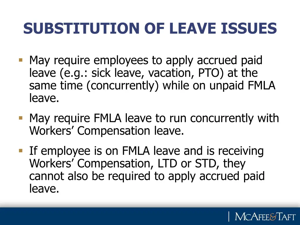 substitution of leave issues