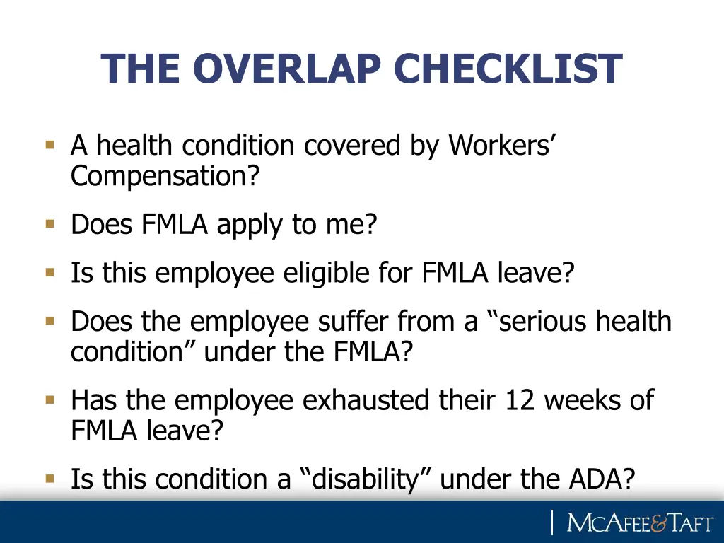 the overlap checklist