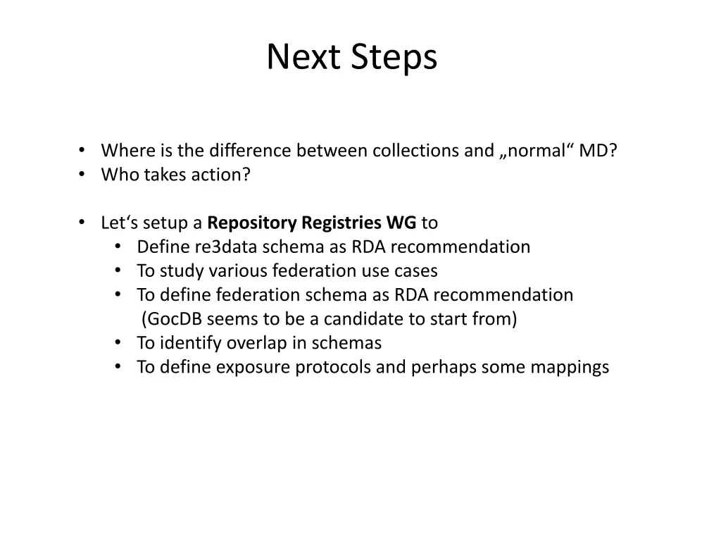 next steps