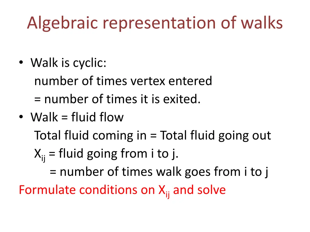 algebraic representation of walks