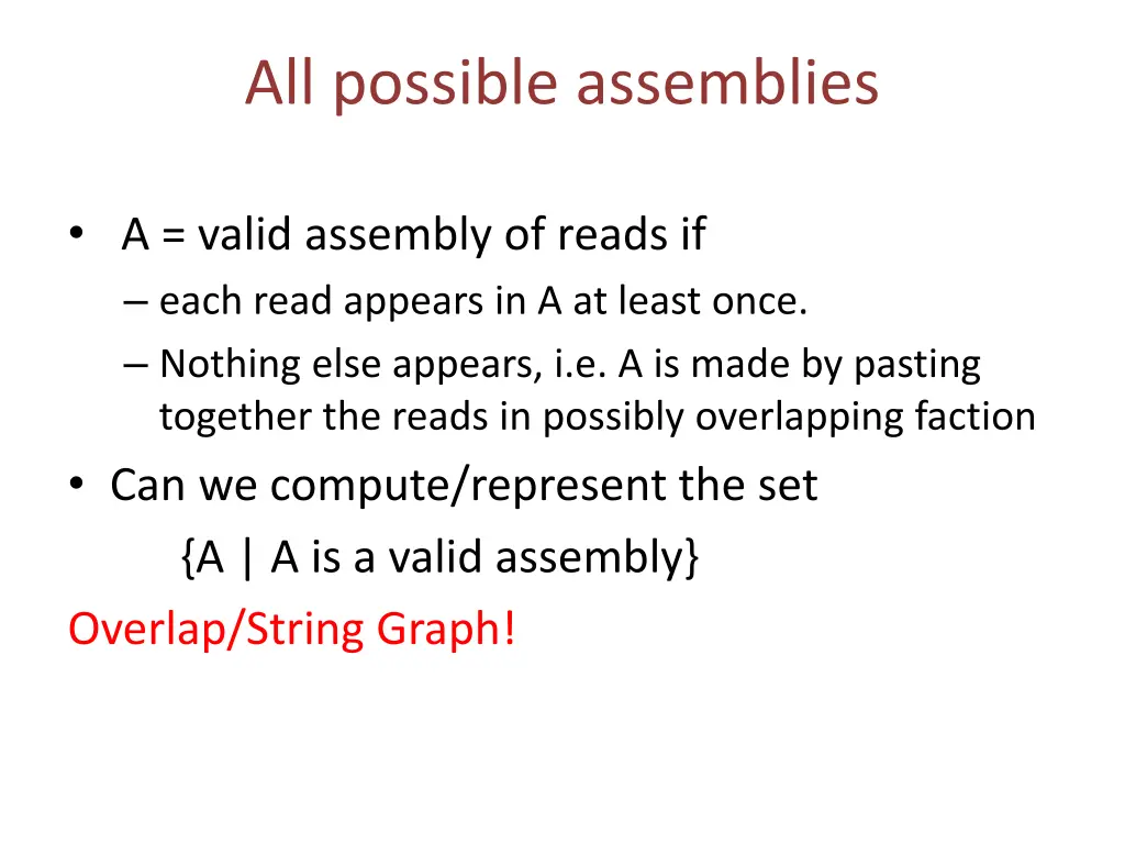 all possible assemblies