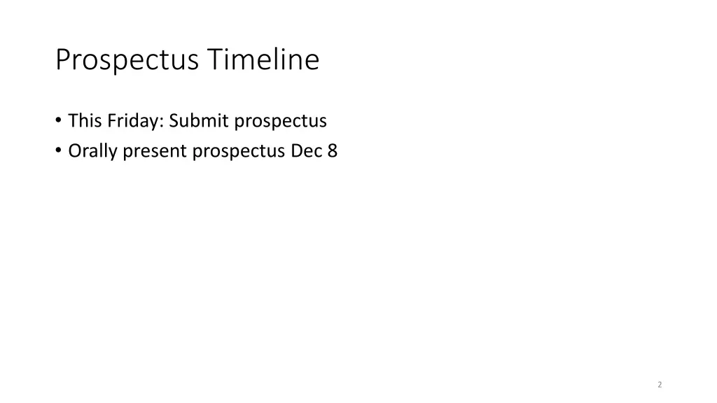 prospectus timeline