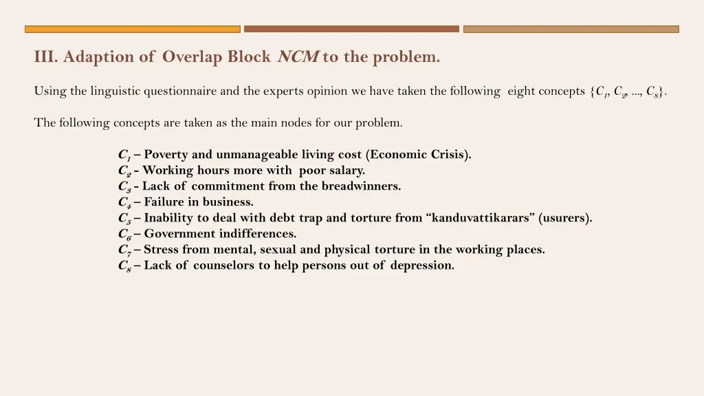 iii adaption of overlap block ncm to the problem