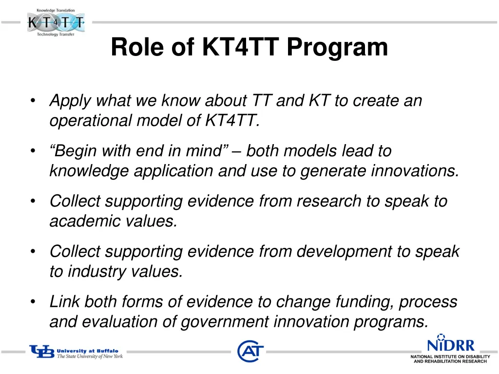 role of kt4tt program