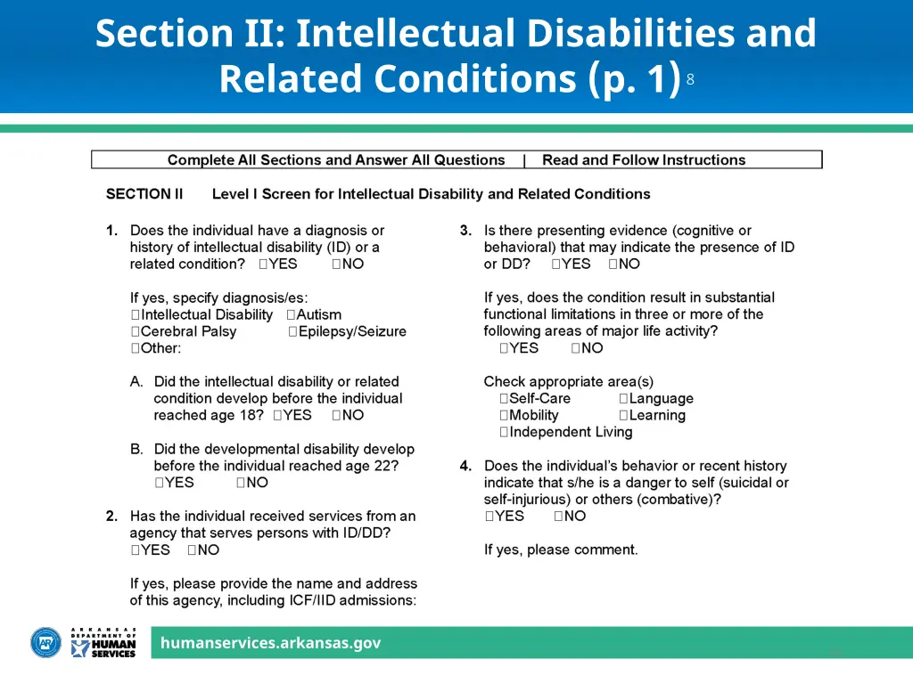 section ii intellectual disabilities and related