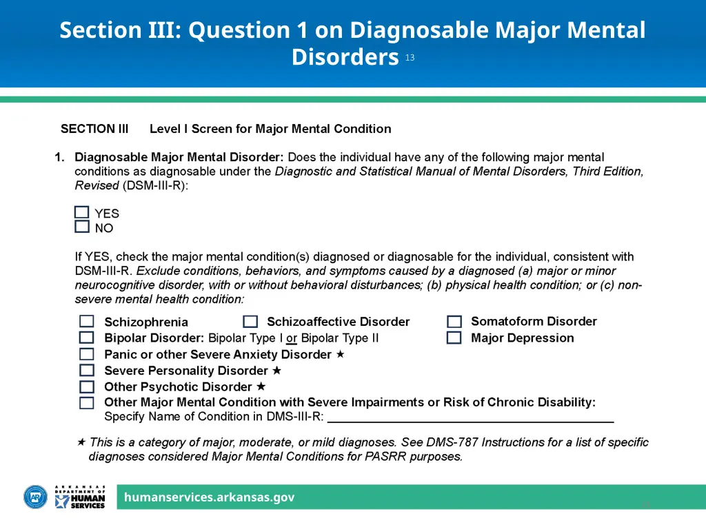 section iii question 1 on diagnosable major