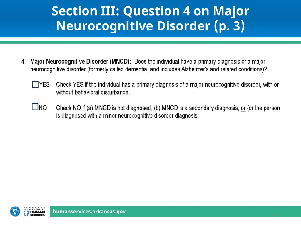 section iii question 4 on major neurocognitive
