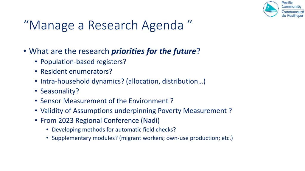 manage a research agenda