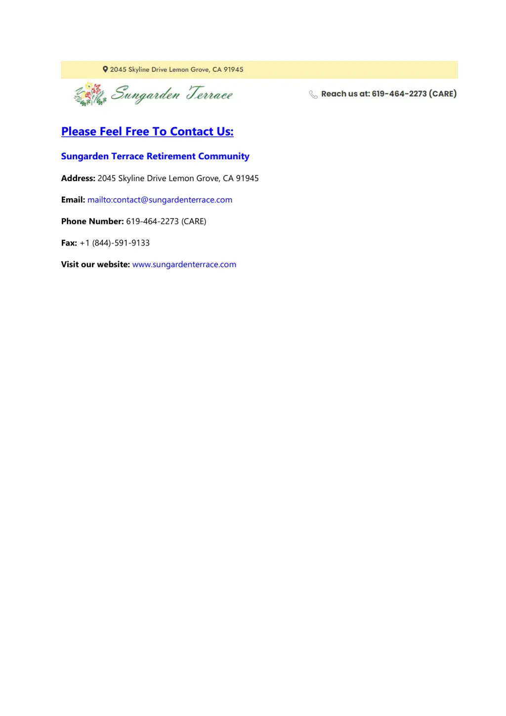 please feel free to contact us
