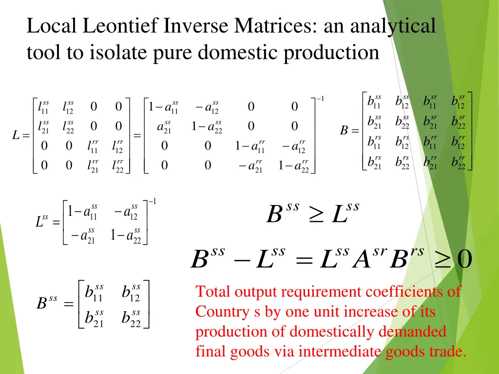 local leontief inverse matrices an analytical
