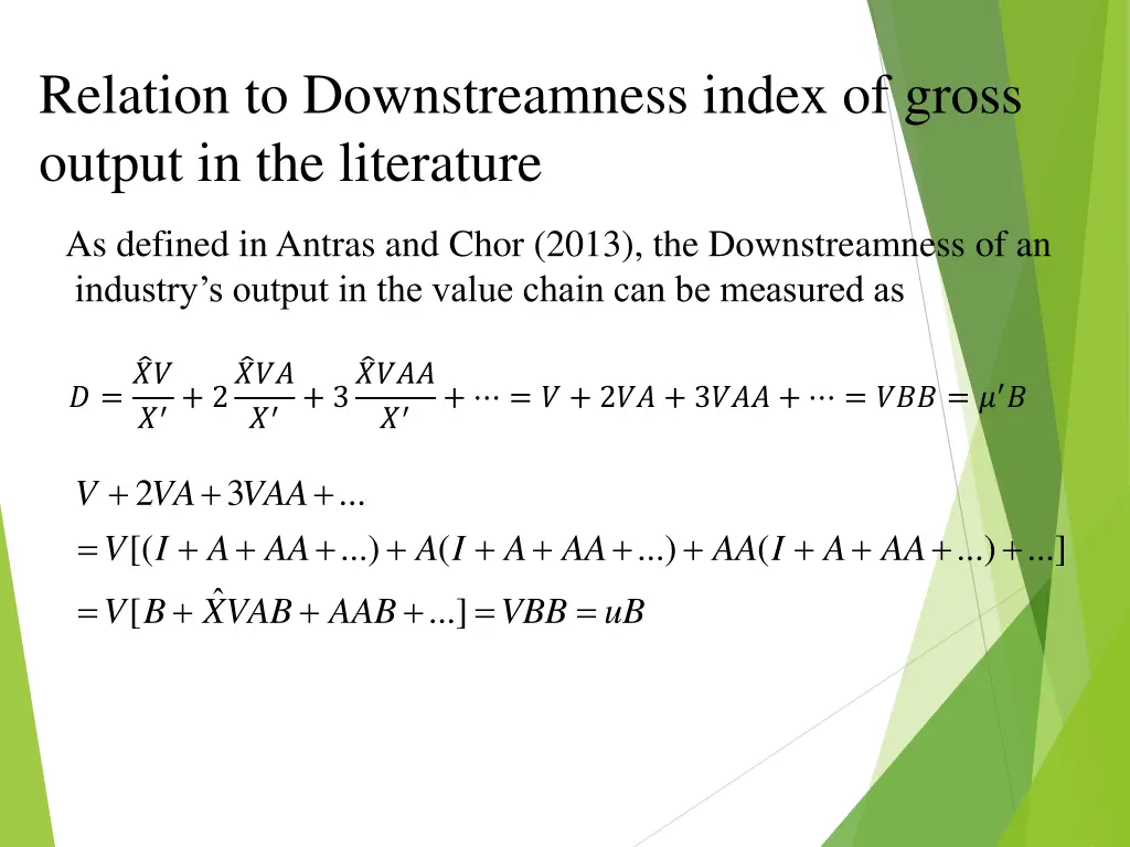 relation to downstreamness index of gross output 1