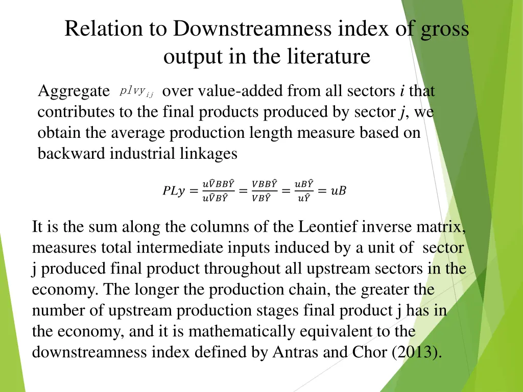 relation to downstreamness index of gross output