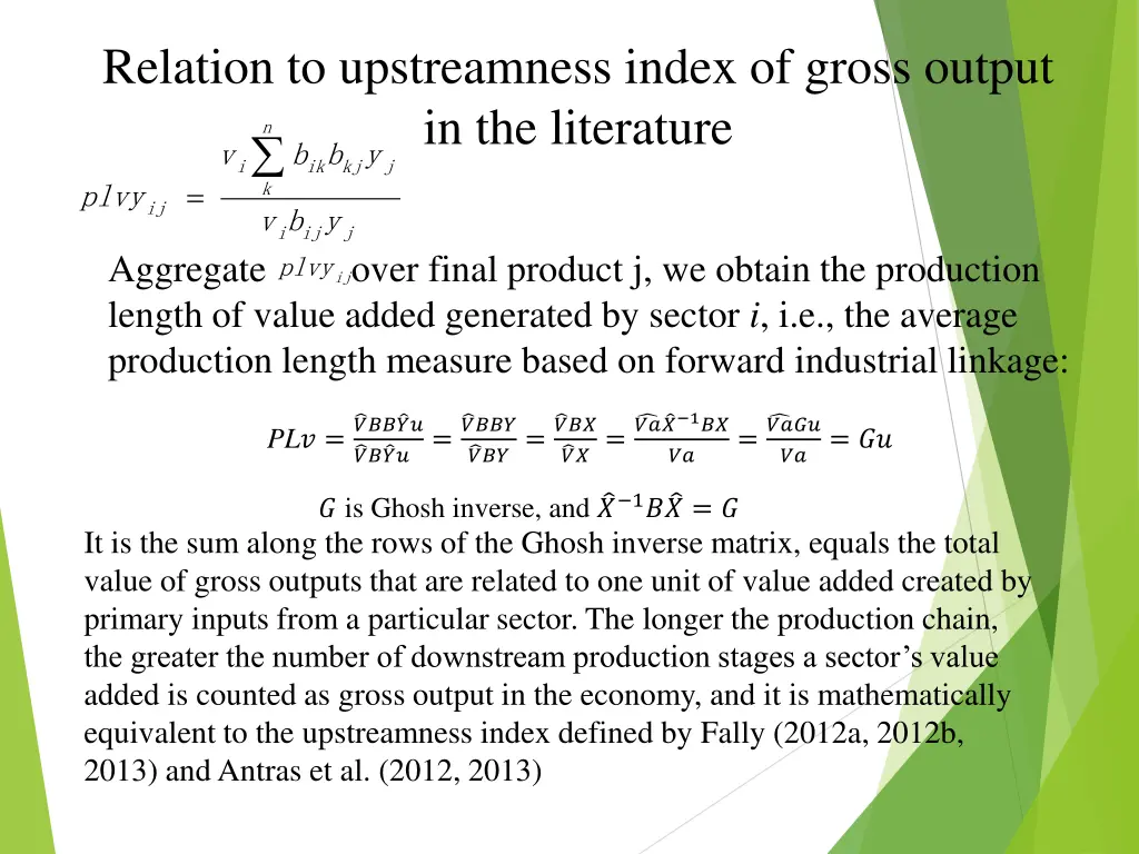 relation to upstreamness index of gross output