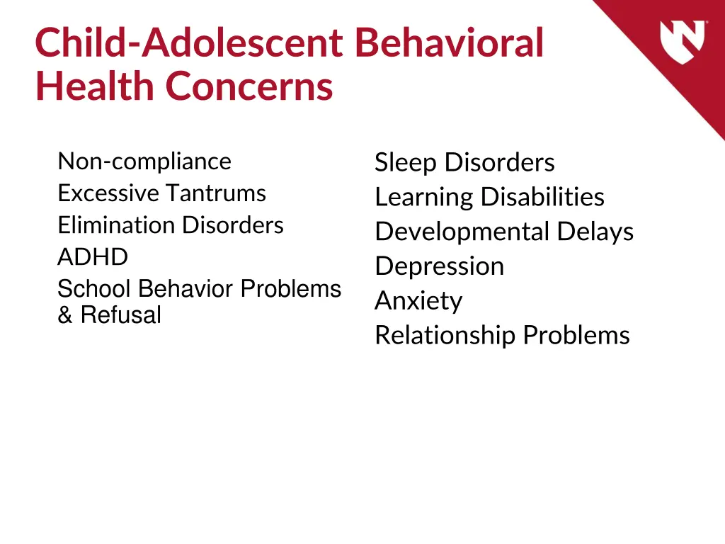 child adolescent behavioral health concerns