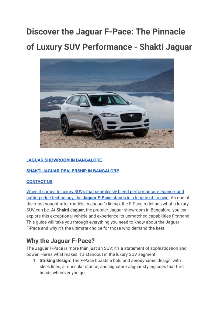 discover the jaguar f pace the pinnacle
