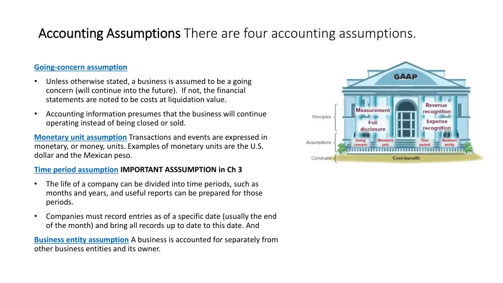 accounting assumptions accounting assumptions