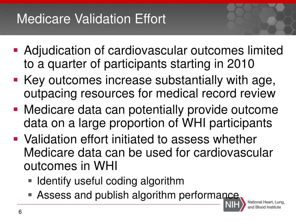 medicare validation effort