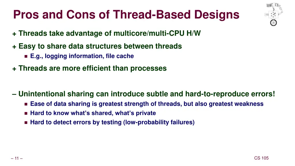 pros and cons of thread based designs