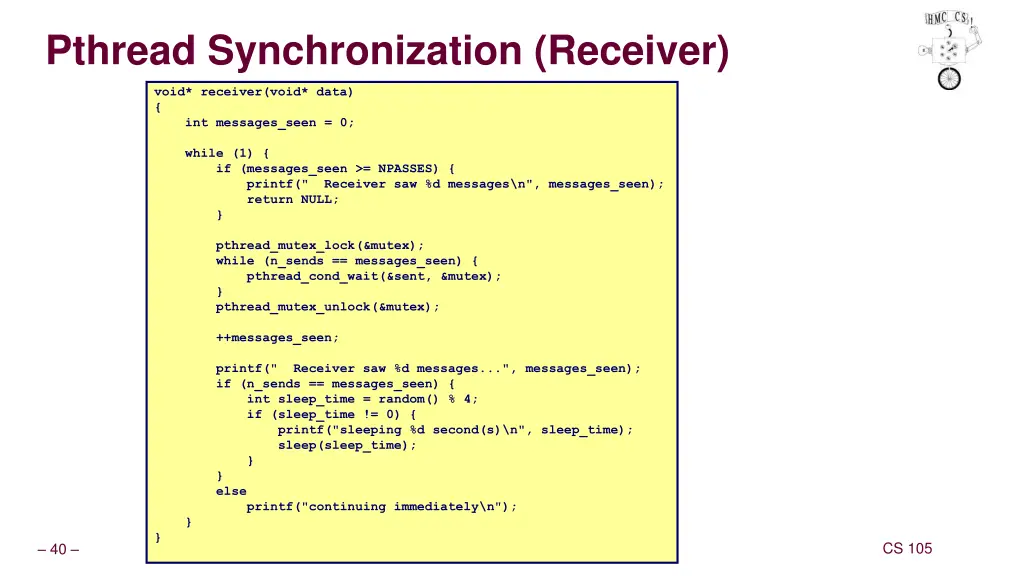 pthread synchronization receiver