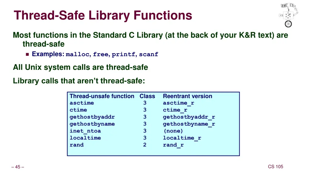 thread safe library functions