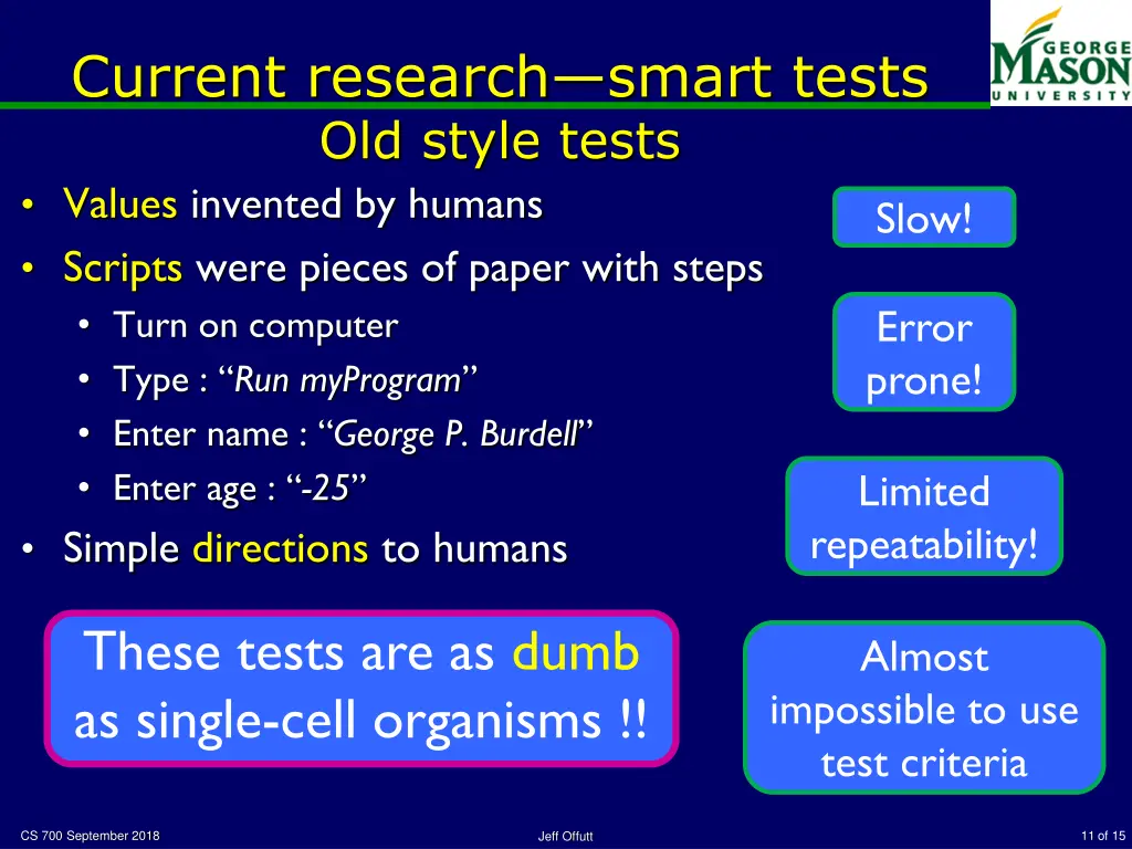 current research smart tests old style tests