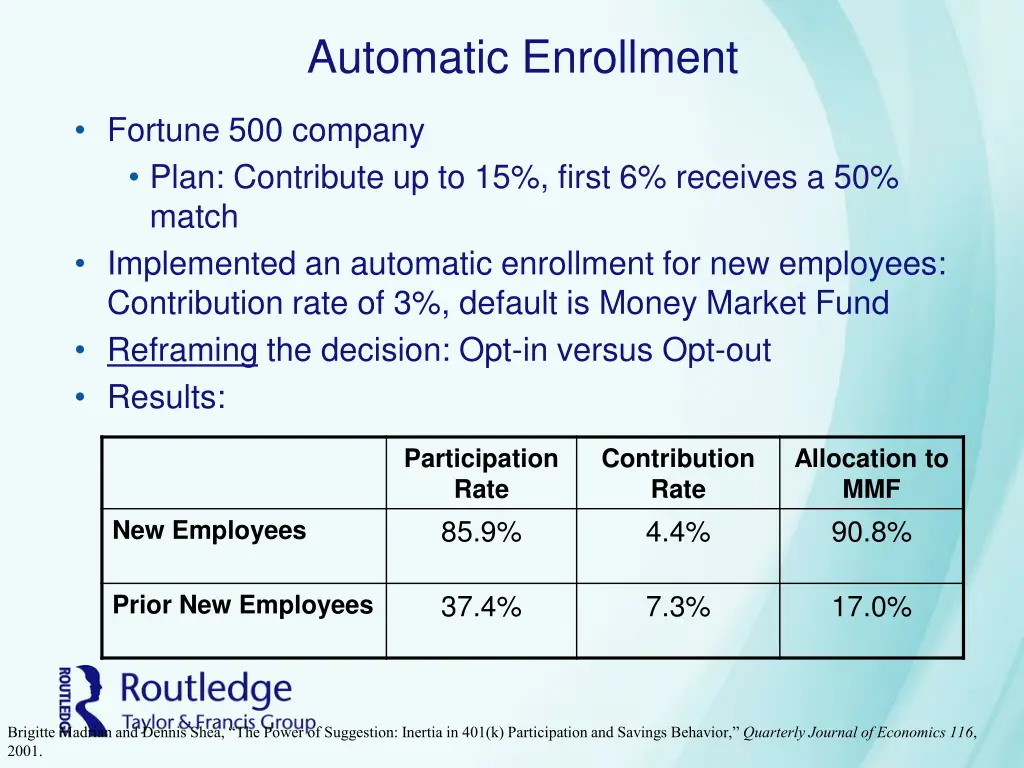 automatic enrollment