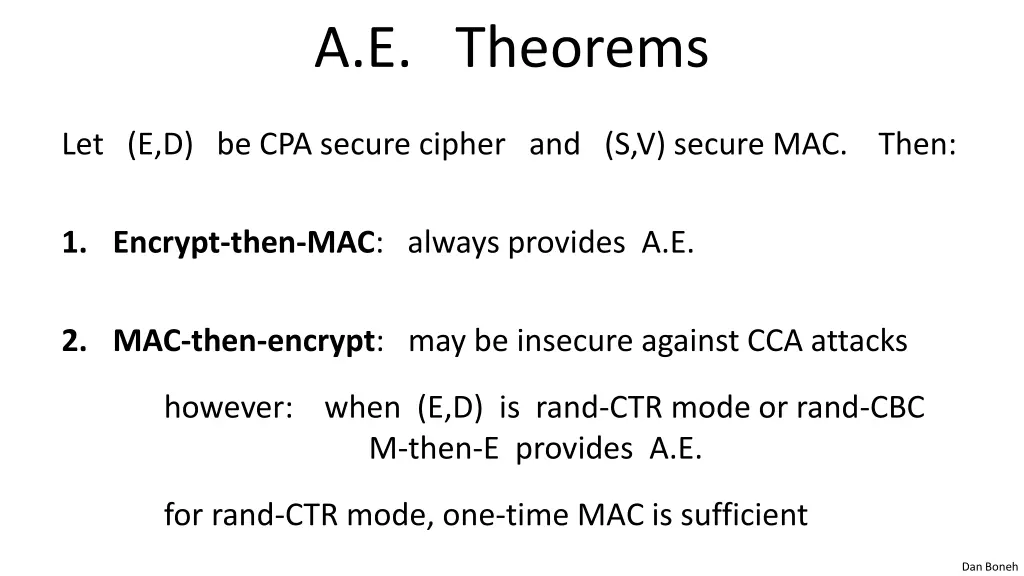 a e theorems