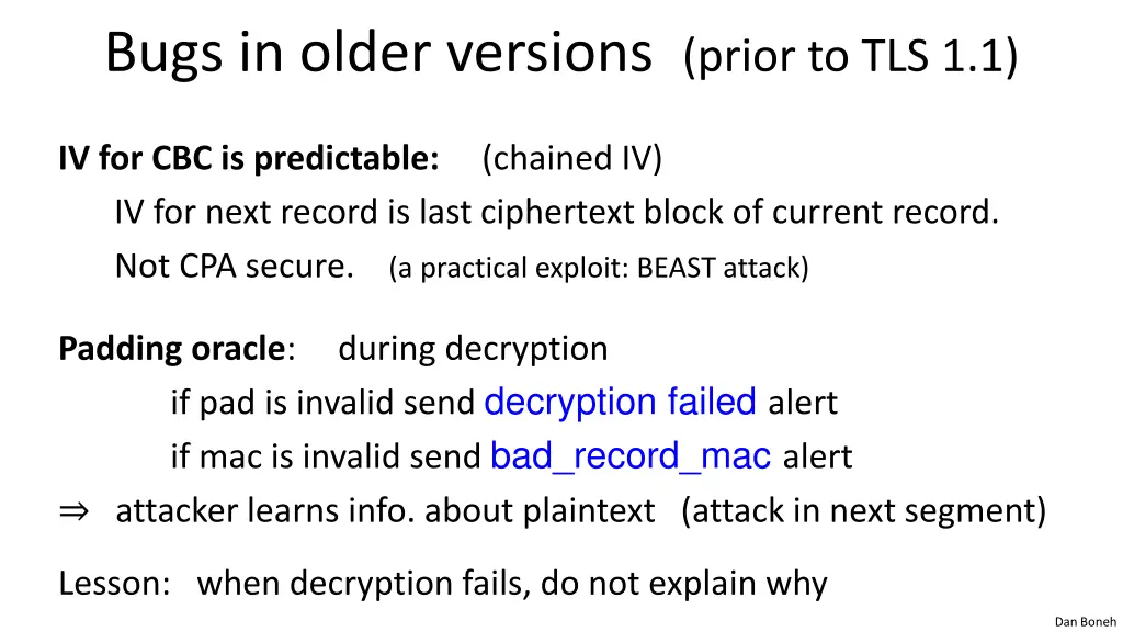 bugs in older versions prior to tls 1 1