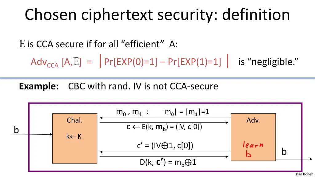 chosen ciphertext security definition 1