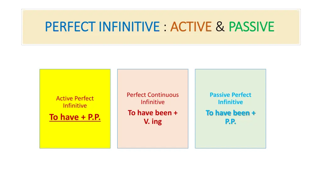 perfect infinitive perfect infinitive active